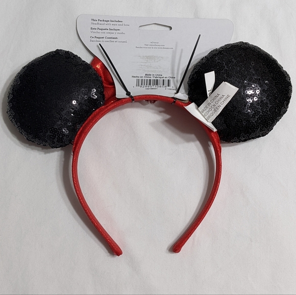 Disney Minnie Mouse Shiny Ears With Red Bow and Heart Charm, NWT - Picture 2 of 3
